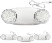 FREELICHT 4 Pack Emergency Lights with Battery Backup, AC 120V, Two Head Adjustable, LED Emergency Lighting Fixture for Business Commercial Use with 4FT Plug in Cord, UL Listed
