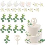 Yamitora Pack of 24 Cake Toppers Wedding Wooden Cake Decoration Mr Mrs Cake Topper Decoration Mr Mrs Cake Topper Rose Money Plants Decoration Wedding Cake Topper Cake Decoration Wedding Party