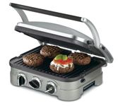 Cuisinart 5-in-1 Griddler with Reversible Nonstick Grill and Griddle Plates, Silver (CGR-4NEC)