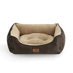 Bedsure Medium Dog Beds Washable - Indoor Puppy Bed for Medium and Large Cat, Fluffy Rectangle Cuddle Pet Bed with Anti-Slip Bottom, Brown, 63.5x53x20cm