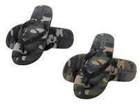 TEX2FIT 2-Pack Boys Flip Flops, Everyday Kids Sandals (2 Pair Set) (Green Camo/Black Camo, Medium)