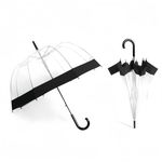 Clear Bubble Umbrella,Large Rainproof Canopy,Transparent Umbrellas for Rain Adult,Umbrellas for Rain,Perfect for Weddings, Graduation and Outdoor Events - Automatic Open (Black-Edge)