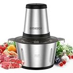 Food Processor, Cosicosy 2L Meat Grinder with 4 Durable Blades, 2 Speed Adjustable Food Grinder Stainless Steel Food Chopper for Meat, Salad, Sauces, Vegetables, Fruits and Nuts, 300W