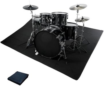 Qintan Drum Rug, Drum Mat with Non-Slip Grip Bottom(4x5.3Ft), Drum Carpet for Noise Reduction, Drum Pad for Jazz Drum & Electric Drum Set, Ideal Gift for Drummers, Drum Accessories, 47 x 63in, Black