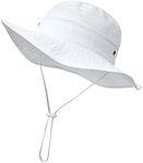 Malaxlx Baby Sun Hat Toddler White Bucket Hat Summer Sun Protection Beach Hat Outdoor Play Hat for 0-12 Months Girls Boys