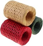 CREATRILL Raffia Ribbon Red Green N