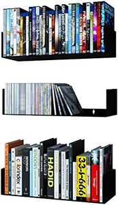 Wallniture Bali Black Floating Shelves for Wall, Metal Bookshelf and CD DVD Storage Shelves Set of 3