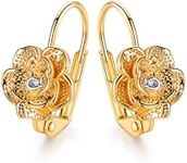 Barzel 18k Gold Plated Flower Leverback Earring