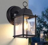 EBION Outdoor Wall Lantern, Exterior Waterproof Wall Sconce Light Fixtures, Black Wall Lighting with Clear Glass Shade for House Front Door Patio Garage