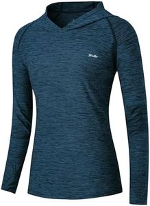 Willit Women's UPF 50+ Sun Protection Hoodie SPF Shirt Long Sleeve Hiking Fishing Outdoor Shirt Lightweight Hoodie Slubby Blue XXL