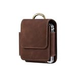 Smooth Skin Sensory Faux Leather Flip Phone Holster Pouch Belt Loop Clip Case for Motorola Razr Plus Moto Razr+ 2023 Razr 40 Ultra Razr 5G Samsung Galaxy Z Flip 5 Z Flip 4 Z Flip3 5G Z Flip (Coffee)