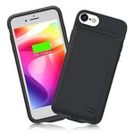 DOKYW Battery Case for iPhone 8/7/6s/6/SE(2020/2022), 6000mAh Portable Rechargeable Protective iPhone 8/7/6/6S/SE Charging Case, Extended Smart Battery Charger Case for iPhone Se 2020, Black