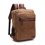 TELOSPORTS Canvas Laptop Backpack Fits 15.6 Inch Laptop Lightweight Computer Bag Rucksack Casual Daypack Coffer