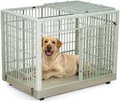 YITAHOME 38 Inches Large Dog Crate Kennel Cage for Medium Large Dogs Indoor Outdoor Sturdy ABS Plastic Pet Dog Cage with Lockable Wheels and Double Door Easy Assembly