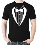 Witty Fashions Tuxedo - Funny Classic Print Bowtie - Costume Party Men's T-Shirt (Black, Large)