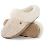 HomeTop Women's Comfy Clog Slippers Soft Warm Non-slip Indoor House Shoes with Fuzzy Collar Snow White, 5-6 UK