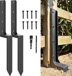 ARKSOLDIER Thickened Fence Post Repair Stakes Kit, Steel Fence Post Anchor, Repair Broken 4x4/6x6 Wood Fence Post Support (Thicker 11-Gauge, 2 Pack/Black)