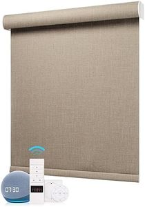 ZSTARR Motorized Shades,Smart Blinds Blackout Roller Blinds Compatible with Alexa Powered Rechargeable Battery Silent Motor for Hotel Living Room Bedroom Office Custom Size (Light Coffee)