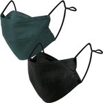 BASE CAMP Reusable Cloth Face Masks 100% Cotton Washable Adjustable Breathable Fabric Mask with Filter Pocket (1Black+1Green)