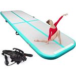 Inflatable Gymnastics Air Tumbling Track Mat Length 10ft Thickness 4 inches Tumble Track Floor Mat with Electric Air Pump for Home Use Training Cheerleading Yoga Water Gym Park