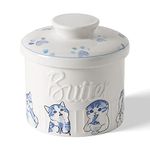 Toptier Butter Crock for Counter With Water Line, On Demand Spreadable Butter, Ceramic Bell Style Butter Keeper to Leave On Counter, French Butter Dish with Lid, (Greedy Cat War)