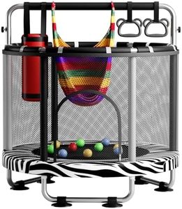 ZCMHAXJ 55" Trampoline for Kids with Enclosure, 440lbs Capacity Indoor & Outdoor Toddler Trampoline with Adjustable Gymnastics Bar & Toys, Gifts for Boys & Girls