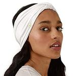 BLOM Original Headbands for Women Wear for Yoga, Fashion, Working Out, Travel or Running Multi Style Design for Hair Styling Active Living Wear Wide Turban Knotted ( Original Size, Bright White )