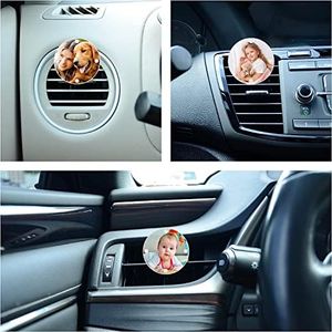 Drive Buddy Car Photo Frames, Car Vent Photo Holder, Acrylic Magnetic Picture Frame Clips Onto Air Vents, Fits Wallet Size Photos 2 Inch (Circle)