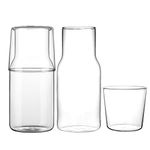 Hniuyun 4Pcs Bedside Water Carafe Set with Tumbler Glass, 550ml Clear Glass Juice Water Pitcher, Glass Mouthwash Bottle for Kitchen, Bedroom or Bathroom