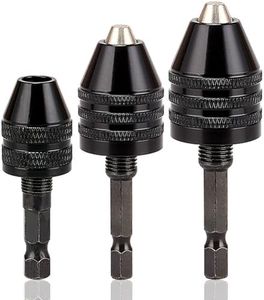Resze Keyless Drill Chuck Adapter - 3Pcs Drill Chucks for Impact Driver, 1/4' Hex Shank Chuck Conversion Adapters