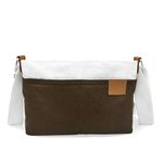 ketmart Canvas Messenger Cross Body Bag Shoulder Bag for men,women of office traveling and work bussines (White/Brown)