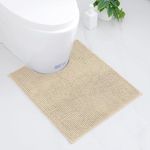 smiry Super Soft Toilet Mat, Extra Absorbent Chenille Mat for Toilet, Non Slip Fluffy Pedestal Mat, Machine-Washable Quick Dry Bath Rug Foot Mat, 50 x 60 cm, Beige