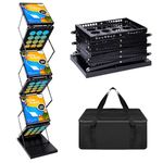 VAIIGO A4 Brochure Display Stand Portable Folding Magazine Rack Exhibition Book Literature Floor Display Stand for Trade Show, Exhibitions, Office, Events (6 Pockets, Black)