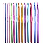 SUMAJU 14 Pieces Aluminum Crochet Hooks, Multicolor Knitting Needles Craft Making Tool Yarn Set 2mm-10mm