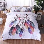 A Nice Night Dreamcatcher Printed Bohemia Duvet Cover Set No Comforter Queen Size, Boho Dream Catcher Quilt Cover Bedding Sets,Queen