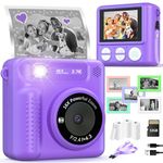 VATOS Kids Camera,2.4 Inch 1080P HD Video Kid Digital Cameras, 32GB Card Rechargeable Kids Instant Print Camera with Photo Frame & Print Paper,Ideal Christmas Birthday Gift for Girls Age 3-12(Purple)