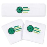 3pcs Pickleball Sweatband Set, Pickleball Men Women Accessories Headband Wristband, Sport Head and Wrist Sweat Band for Pickleball Equipment Golf Tennis Great Gift