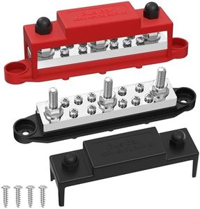 Joinfworld Power Distribution Block 400A Bus Bar 12V 48V with 3 x 5/16"(M8) Studs Marine Bus Bar Terminal Block 12 Volt DC Battery Busbar with Cover - Negative&Positive