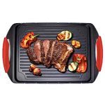 Jean-Patrique Griddle Me This Griddle Plate for Gas Hob Electric and Induction Hob - Griddle Pan & 6 Stainless Steel Skewers Grill Pan-Style Cooking from