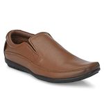 egoss Stretch Premium Genuine Leather Slip On Formal Shoes for Men (Tan-10)-GS-345