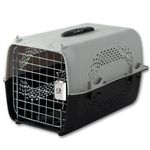 Foodie Puppies Imported Plastic Pet Travel Carrier Cage & Kennel House (49 X 34 X 28 cm, Neon Grey) for Dogs, Puppies & Small Animals I Portable Transporter Box with Metal Door and Spring Lock