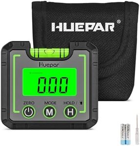 Huepar Digital Level Angle Gauge Mini Angle Finder Level Box with V-Groove Magnetic Base&Backlight LCD Bevel Gauge Inclinometer for Carpentry,Building, Automobile, Masonry -0-360°Fast Measurement AG01