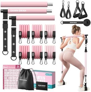 DAWN SWAN Pilates Bar Kit with Resistance Bands – Adjustable Home Gym Workout Equipment for Women & Men – Portable Pilates Equipment for Squats, Yoga & Full Body Toning