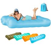 COOZMENT Portable Inflatable Couch, Waterproof Inflatable Lounger Air Sofa Bed, 700LBS Capacity Blow Up Couch, Blue Inflatable Beach Chair Bed, Air Couch for Outdoor/Camping/Music Festival