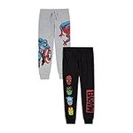 Marvel Boys Jogging Bottoms Pack of 2, 2PK Tracksuit Bottoms, Spiderman Captain America Hulk Merchandise (8-9 Years) Black