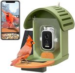 VINGUYS® Bird Feeder with Camera Solar Powered, Smart Bird Feeder Camera AI Identifies 11,000+ Bird Species, Auto-Capture 2.5K UHD Bird Video, IP66 Waterproof Outdoor Bird Feeder, Ideal Gift, Green