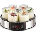 VonShef Digital Yoghurt Maker with 7 Jars – Electric, Compact, Stainless Steel Machine with LED Display & Timer, 180ml Glass Containers / Yoghurt Pots - For Making Fresh, Healthy Homemade Desserts