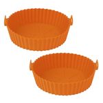 iBELL SILICONRD Round Silicone Tray for Air Fryer/Oven, 100% Food Grade Baking Basket, Heat Resistant, Reusable Tray with Handles (Pack of 2)