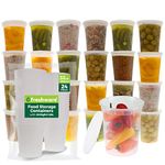 Freshware YH-S032 Reusable 24-Pack Food Containers for Lunch, Soup, or Small Foods with Leak-Proof Lids-Microwave, Freezer, Dishwasher Safe, 32-Ounce, Clear