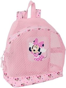 Safta MINNIE - Mochila Infantil de Playa, Anti Arena, con Asas, Fácil Limpieza, Ideal para Niños de Diferentes Edades, Cómoda y Versátil, 30,5x18x24 cm, Color Rosa